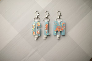Baby Blue Throwback Letter Keychains