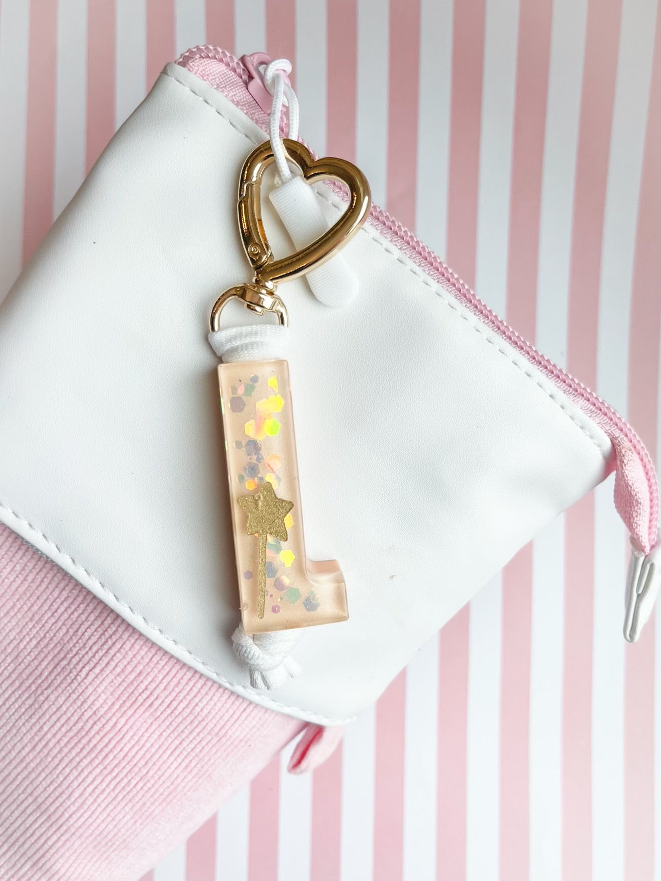 Princess Letter Keychain with Heart Clip