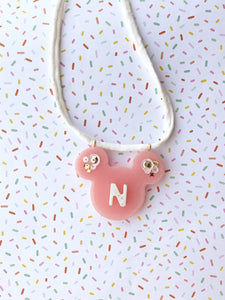 Pink Disney Letter Initial Necklace