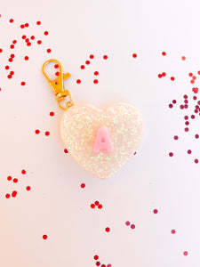 Cream Valentines Heart Keychain